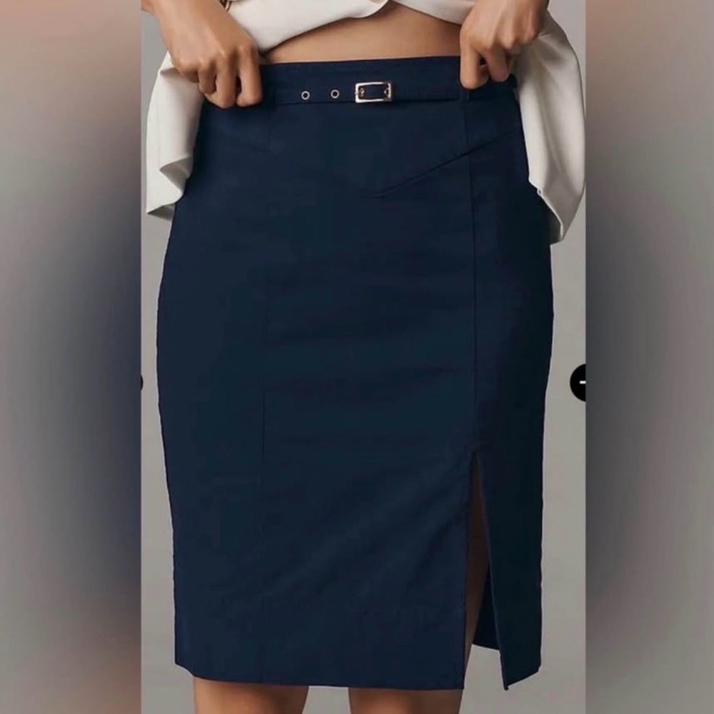 Anthropologie Navy Pencil Skirt